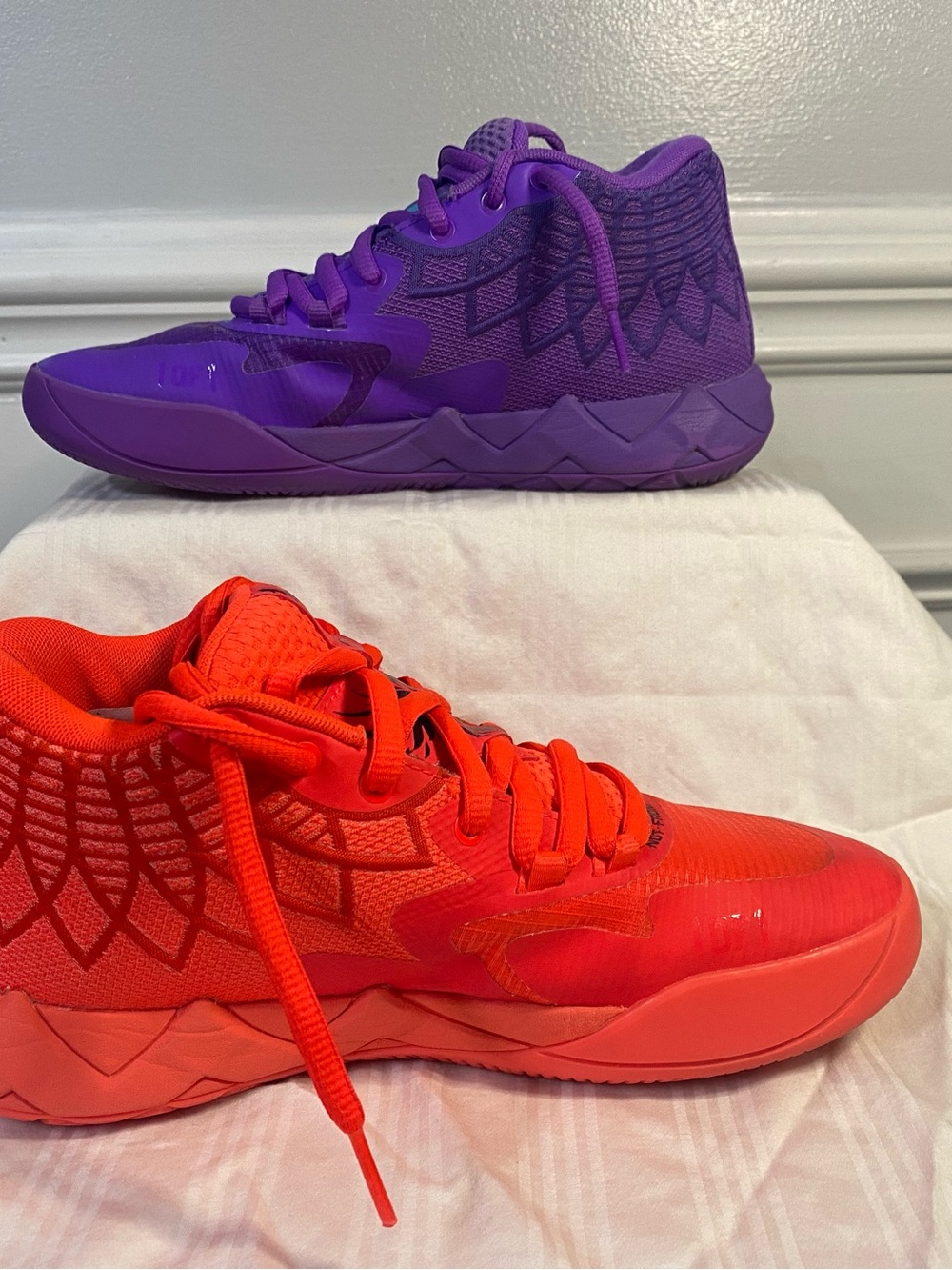 Puma Kids High-Top Sneakers in Purple and Red-Orange